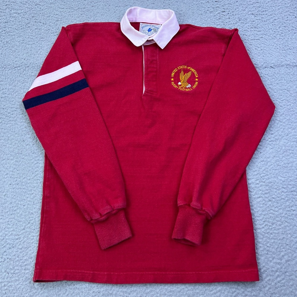 VTG 1987-93 USARFU Eagles Rugby USA National Team Polo Mens M Red World Cup READ